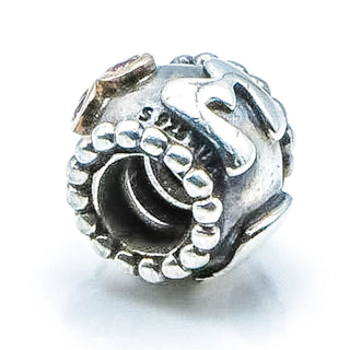 PANDORA Mom Sterling Silver Charm With 14K Gold And Salmon Zirconia
