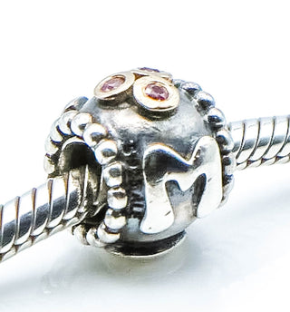 PANDORA Mom Sterling Silver Charm With 14K Gold And Salmon Zirconia