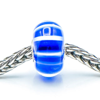 TROLLBEADS Blue Stripe Bead Sterling Silver Charm Retired by Designer Lise Aagaard