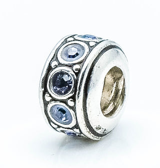 CHAMILIA Wheel December Birthstone Sterling Silver Charm With Light Blue Swarovski Crystals