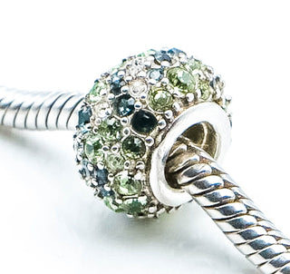 CHAMILIA Jeweled Kaleidoscope Sterling Silver Charm With Blue & Green Swarovski Crystals