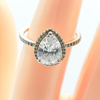 aPANDORA Rose ™ Radiant Teardrop 7-Inch 14K Rose Gold Plated Ring With Clear Zirconia