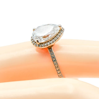 aPANDORA Rose ™ Radiant Teardrop 7-Inch 14K Rose Gold Plated Ring With Clear Zirconia