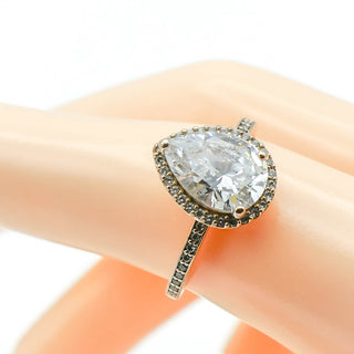 aPANDORA Rose ™ Radiant Teardrop 7-Inch 14K Rose Gold Plated Ring With Clear Zirconia
