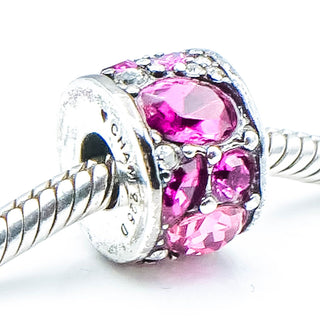 CHAMILIA Mosaic Pink Multi Sterling Silver Charm With Pink Swarovski Crystals