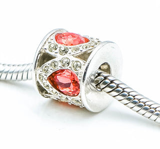 CHAMILIA Royal Petals Sterling Silver Charm Bead With Red And Yellow Swarovski Crystals