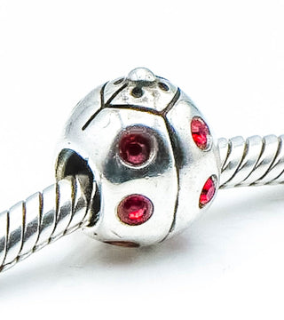 CHAMILIA Ladybug Sterling Silver Charm With Red Swarovski Crystals
