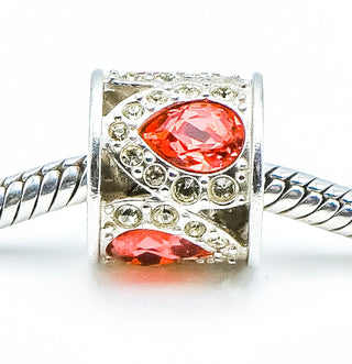 CHAMILIA Royal Petals Sterling Silver Charm Bead With Red And Yellow Swarovski Crystals