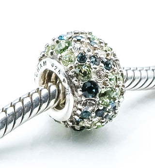 CHAMILIA Jeweled Kaleidoscope Sterling Silver Charm With Blue & Green Swarovski Crystals