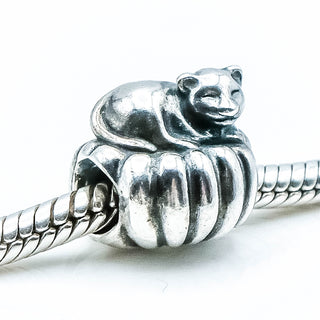 PANDORA Cozy Cat Sterling Silver Charm Bead