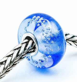 TROLLBEADS Silver Trace Bead Blue Cerise Sterling Silver Charm