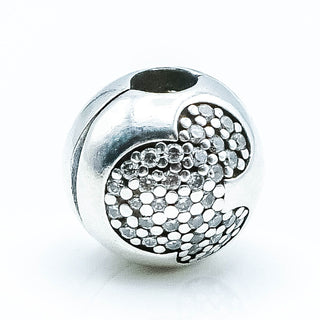 PANDORA Disney Mickey Pave Sterling Silver Mickey Mouse Clip Charm With Clear Pave Zirconia