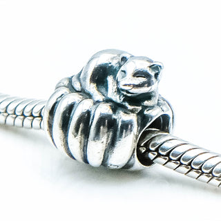 PANDORA Cozy Cat Sterling Silver Charm Bead