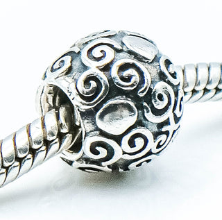 PANDORA Swirl Heart Serling Silver Charm Designer Bead