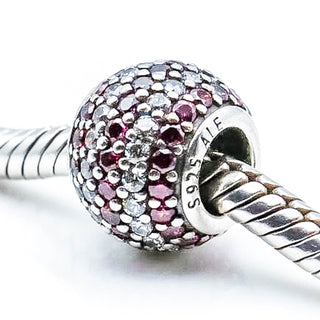PANDORA Red Nautical Pave Lights Sterling Silver Charm With Red Zirconia