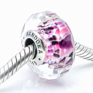 PANDORA RARE Shoreline Sea Glass Faceted Murano Glass Sterling Silver Charm