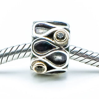 PANDORA Infinity Sterling Silver Charm With 14K Gold And Smokey Quartz