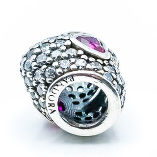 PANDORA In My Heart Clear Cubic Zirconia & Synthetic Ruby Sterling Silver Charm