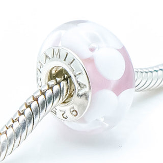 CHAMILIA Pink Petals Murano Glass Charm Bead With Sterling Silver Core