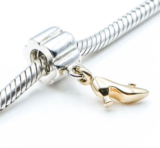 PANDORA Stiletto Shoe Sterling Silver Charm With 14K Gold Stiletto Shoe Dangle