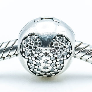 PANDORA Disney Mickey Pave Sterling Silver Mickey Mouse Clip Charm With Clear Pave Zirconia