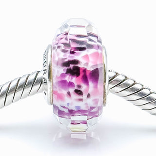 PANDORA RARE Shoreline Sea Glass Faceted Murano Glass Sterling Silver Charm
