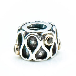 PANDORA Infinity Sterling Silver Charm With 14K Gold And Smokey Quartz