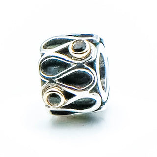PANDORA Infinity Sterling Silver Charm With 14K Gold And Smokey Quartz