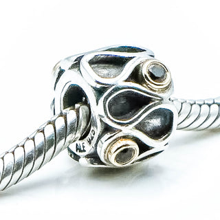 PANDORA Infinity Sterling Silver Charm With 14K Gold And Smokey Quartz