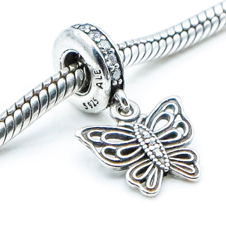 PANDORA Love Takes Flight Butterfly Sterling Silver Dangle Charm With Clear Zirconia