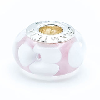 CHAMILIA Pink Petals Murano Glass Charm Bead With Sterling Silver Core