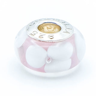 CHAMILIA Pink Petals Murano Glass Charm Bead With Sterling Silver Core