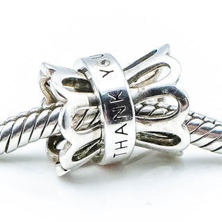 CHAMILIA "Thank You Mom" Limited Edition Sterling Silver Charm With Clear And Pink Swarovski Crystals