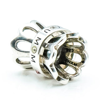 CHAMILIA "Thank You Mom" Limited Edition Sterling Silver Charm With Clear And Pink Swarovski Crystals