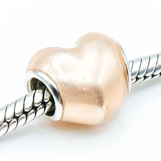 PANDORA Glittering Heart Sterling Silver Charm With Soft Pink Enamel
