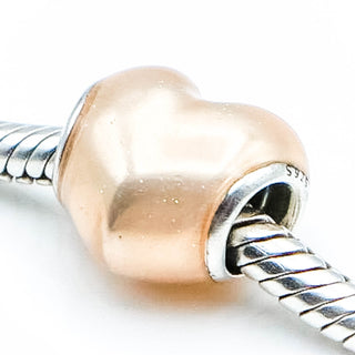 PANDORA Glittering Heart Sterling Silver Charm With Soft Pink Enamel