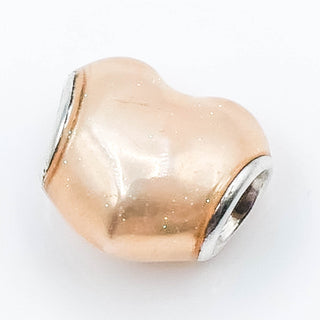 PANDORA Glittering Heart Sterling Silver Charm With Soft Pink Enamel