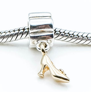 PANDORA Stiletto Shoe Sterling Silver Charm With 14K Gold Stiletto Shoe Dangle