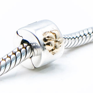 Pandora Flower Clip Charm Sterling Silver With 14K Gold Flowers