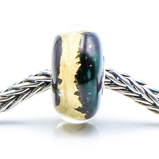TROLLBEADS Black Gold Bead Sterling Silver Charm With 22K