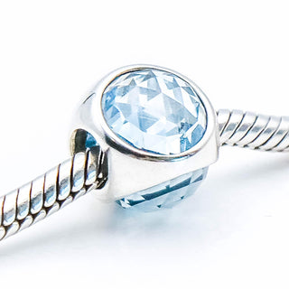 PANDORA Aqua Blue Radiant Droplet Sterling Silver Charm With Aqua Blue Crystal