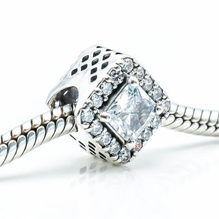 PANDORA Geometric Radiance Silver Charm With Clear Zirconia 796206CZ