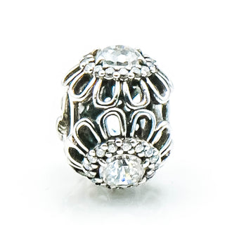 PANDORA Floral Brilliance Sterling Silver Designer Charm With Clear Zirconia