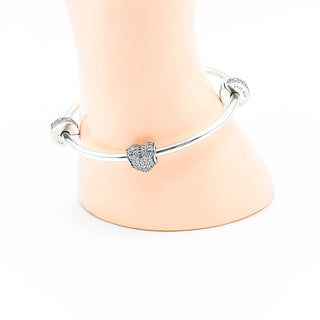 PANDORA Sterling Silver Starter Bangle Bracelet Set Size 7.5" With Charms