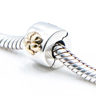 Pandora Flower Clip Charm Sterling Silver With 14K Gold Flowers