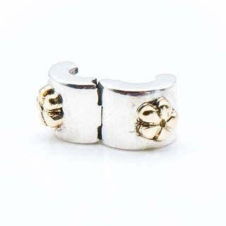 Pandora Flower Clip Charm Sterling Silver With 14K Gold Flowers