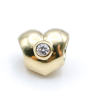 PANDORA RARE 14K Gold Heart Charm With Diamonds