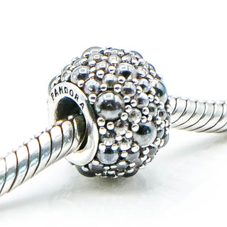 Pandora Shimmering Droplets Sterling Silver Charm With Clear Zirconia