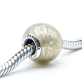 Pandora Golden Enamel Glitter Ball Sterling Silver Charm
