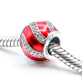 Pandora Adornment Sterling Silver Charm With Red Enamel And Clear Zirconia